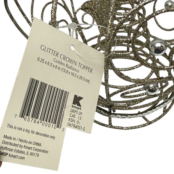 Glitter Crown Christmas Tree Topper by Jaclyn Smith Gold Holiday Decor - Picture 4 of 8